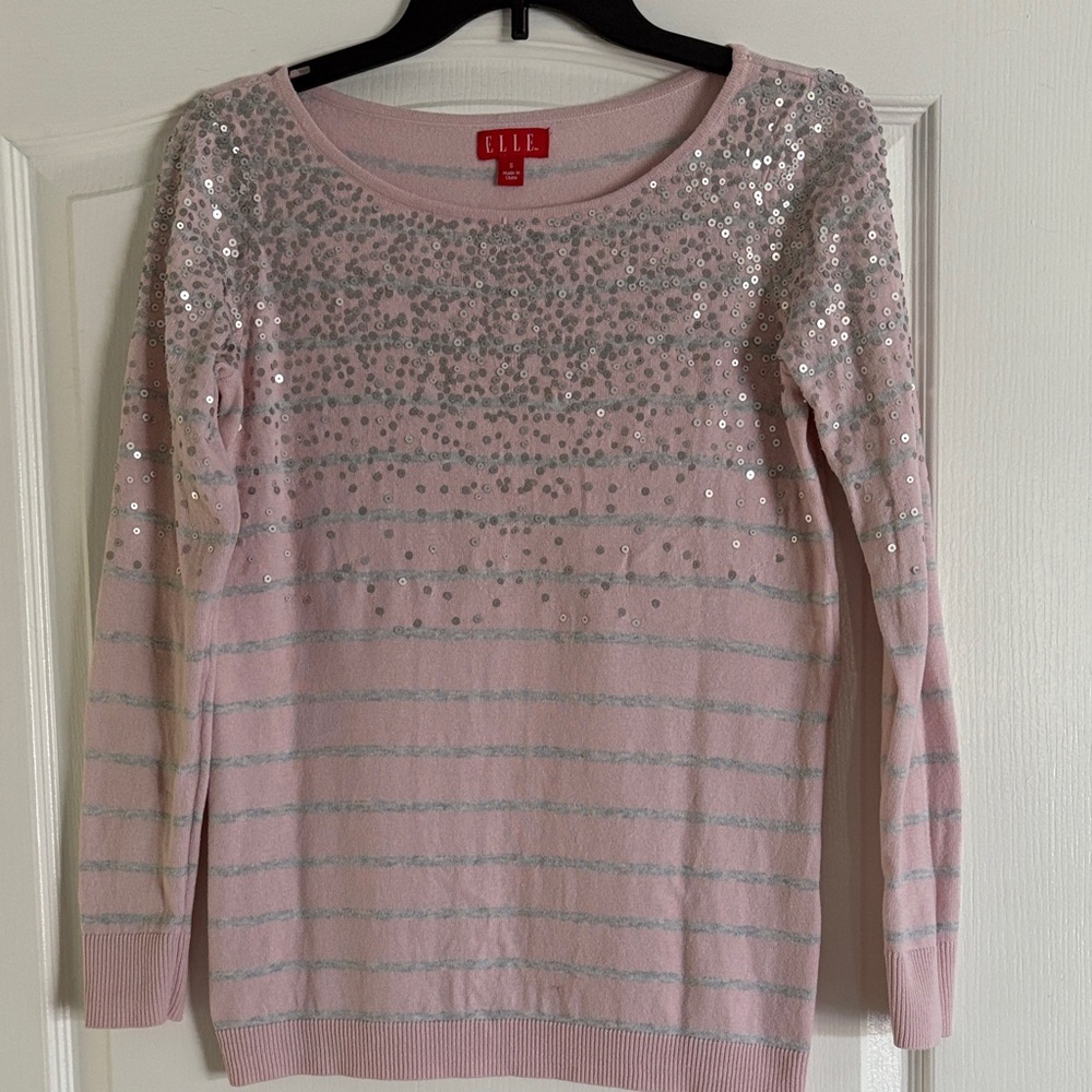 Elle Light Pink Sequin Sweater